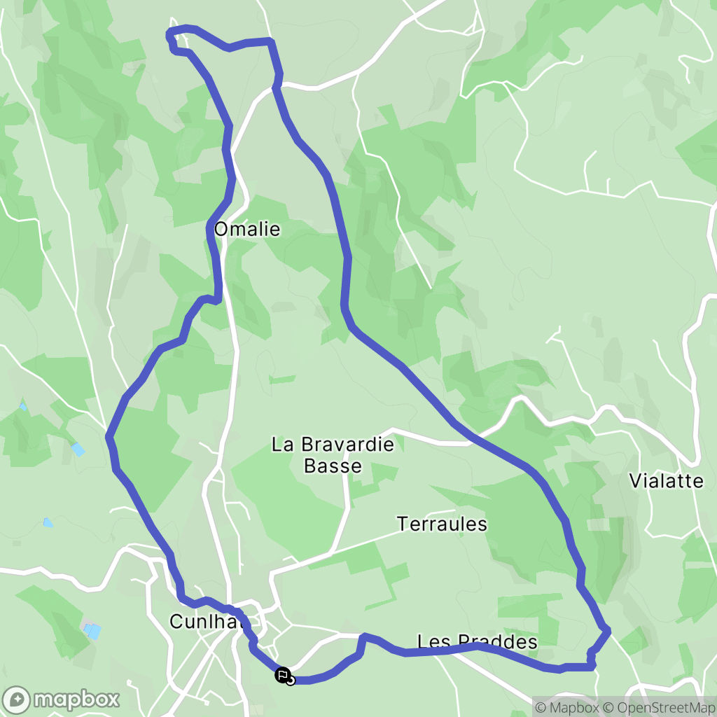 Cunlhat : carte du parcours de randonnée - France