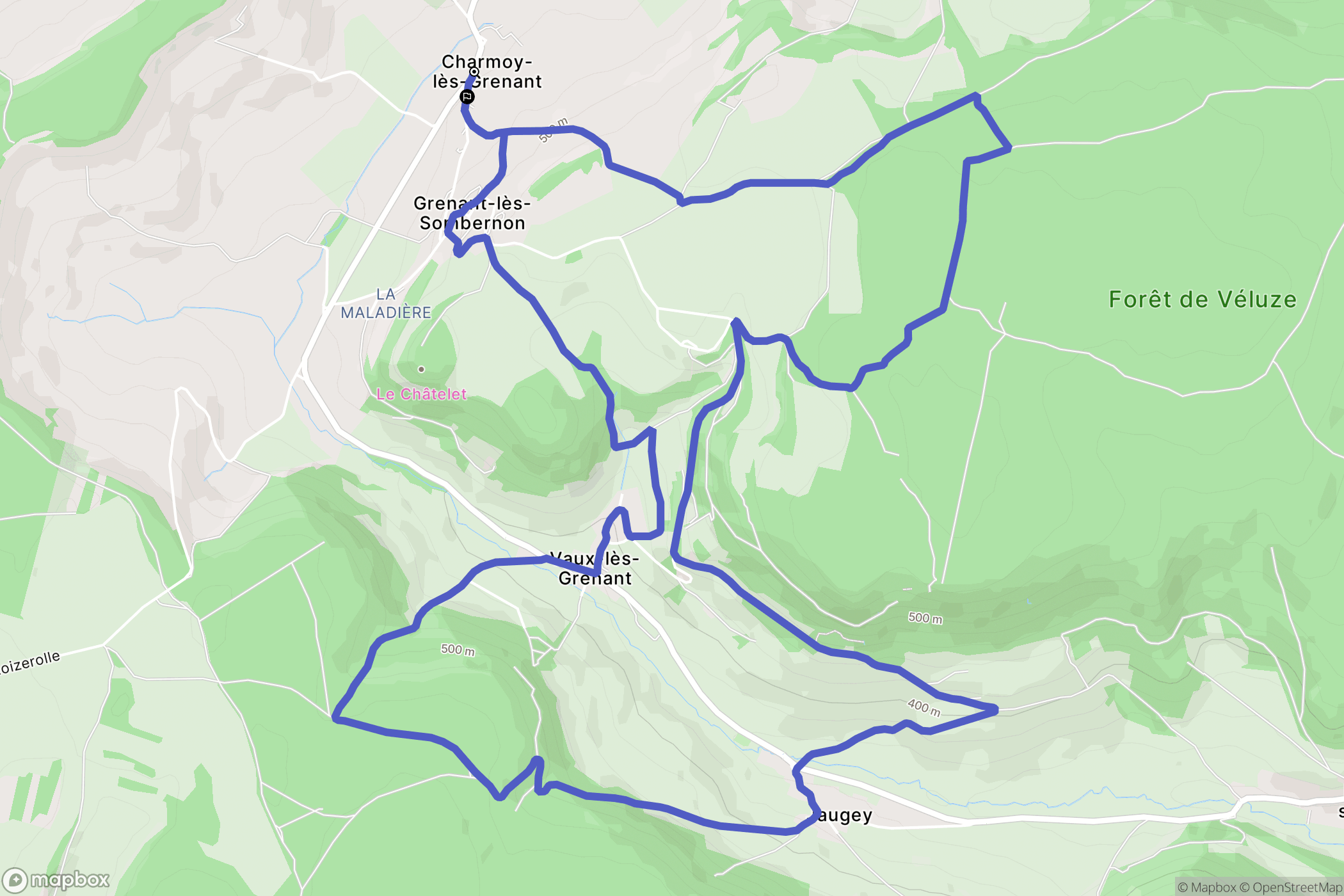 Grenant-lès-Sombernon : carte du parcours de randonnée - France