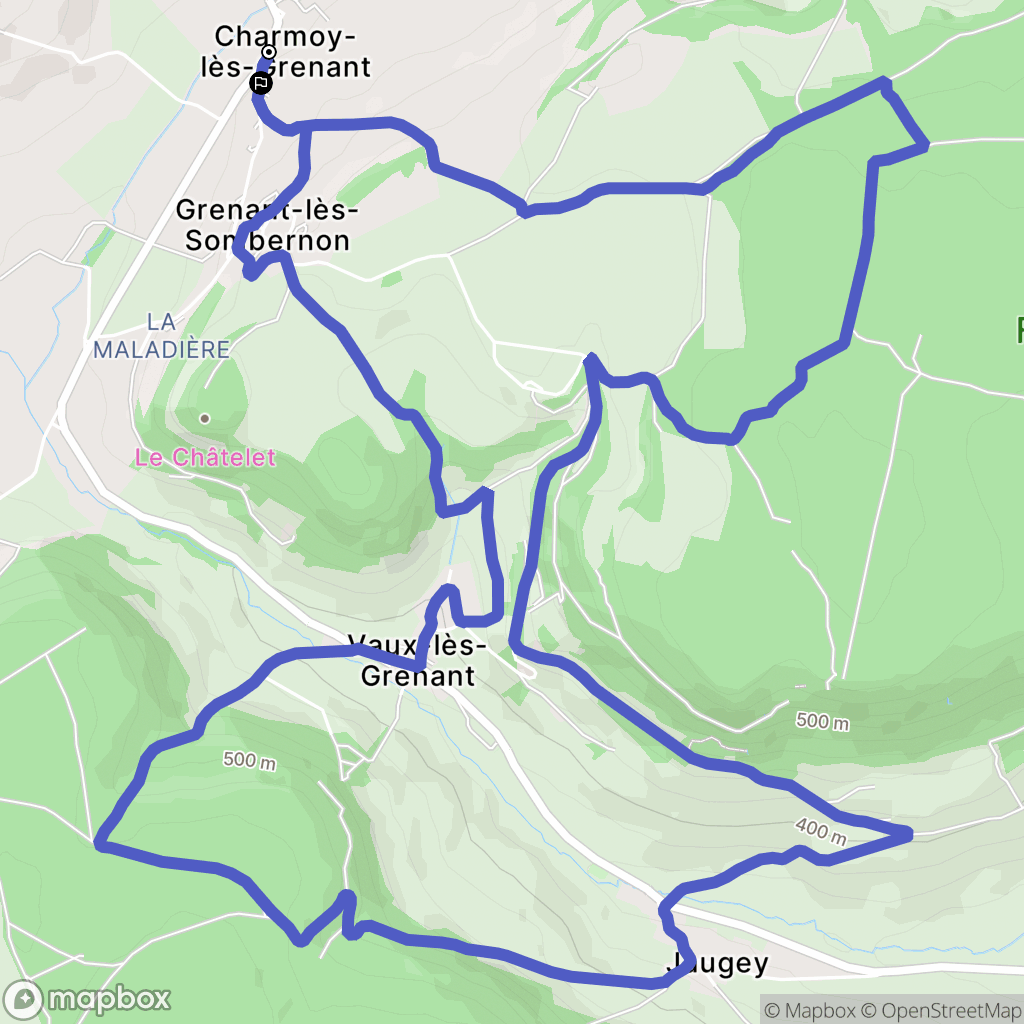 Grenant-lès-Sombernon : carte du parcours de randonnée - France