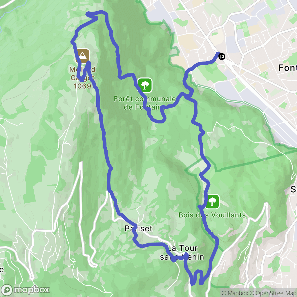 Fontaine : carte du parcours de randonnée - France