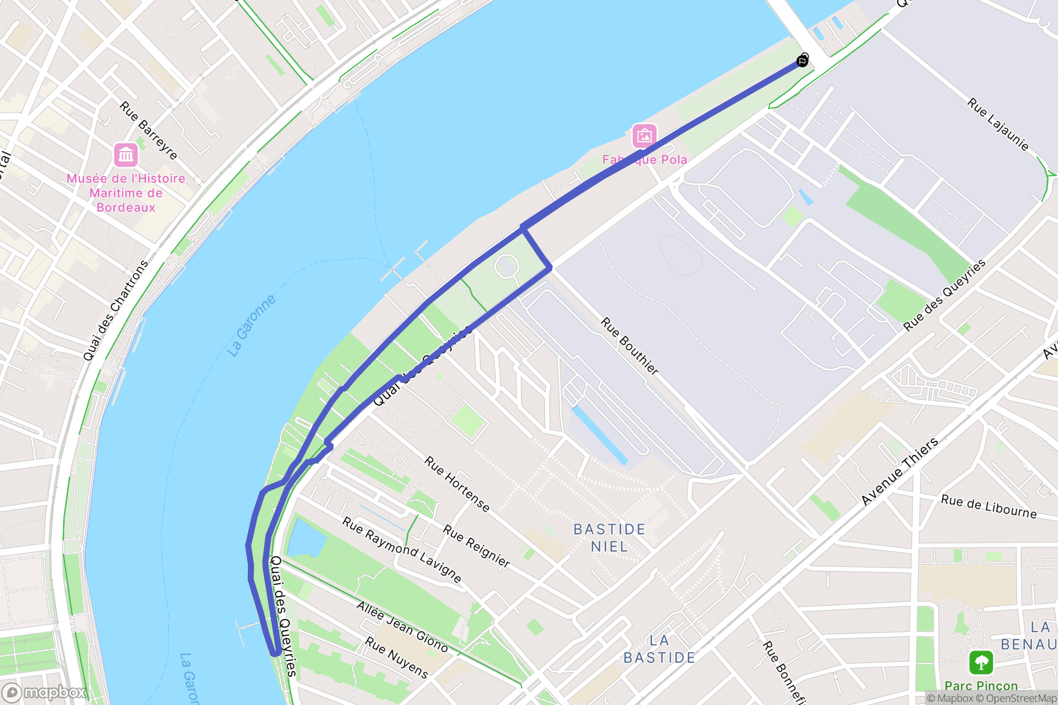 Bordeaux : carte du parcours de randonnée - France
