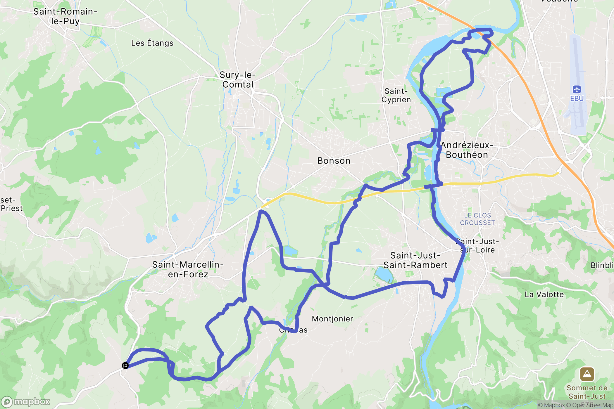 Saint-Marcellin-en-Forez : carte du parcours de randonnée - France