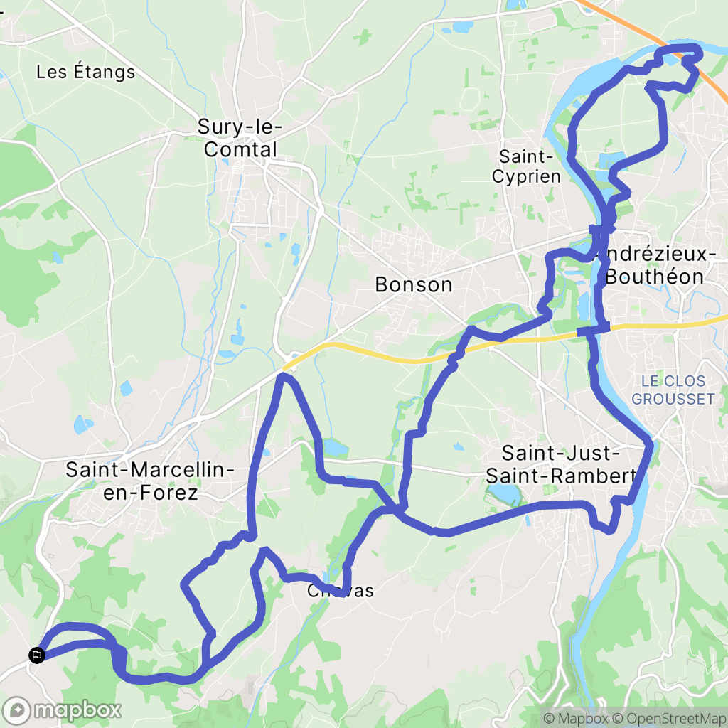 Saint-Marcellin-en-Forez : carte du parcours de randonnée - France