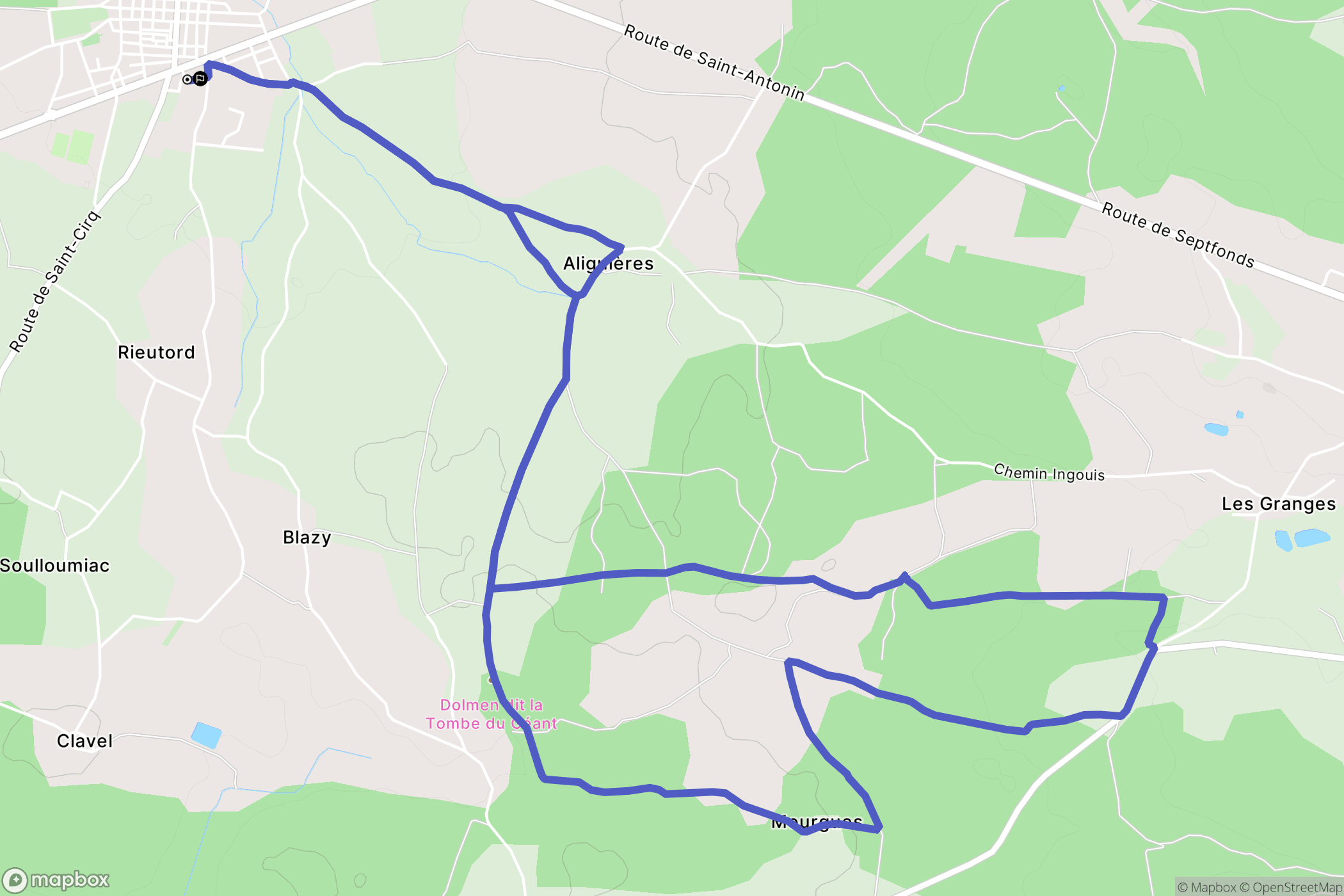 Septfonds : carte du parcours de randonnée - France