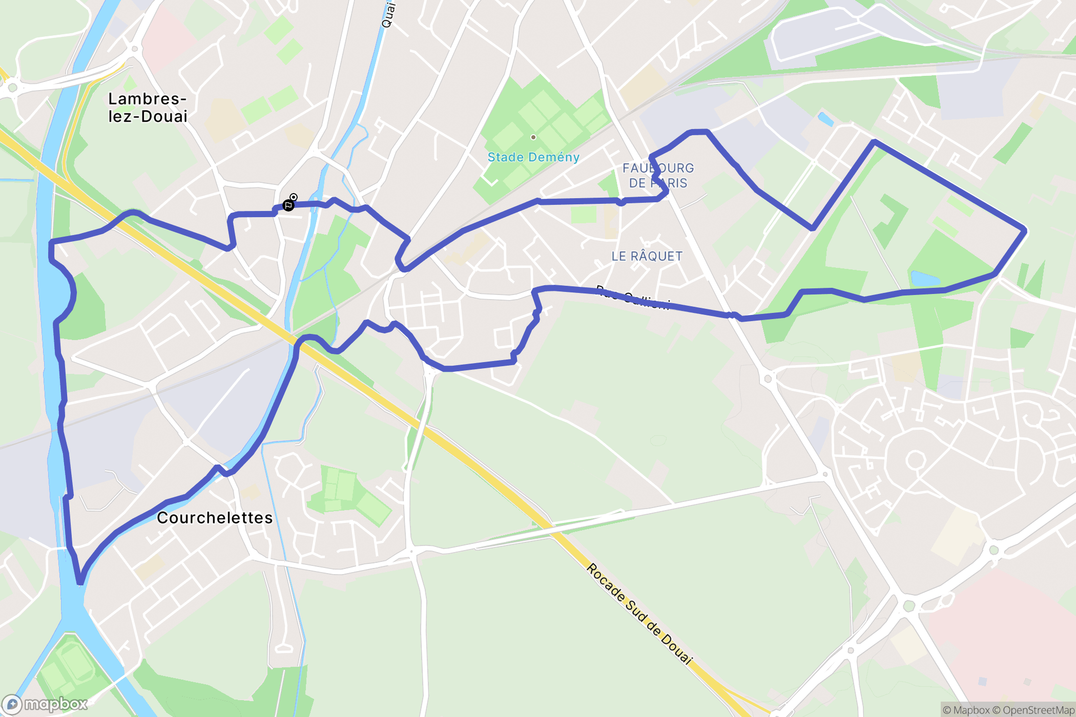 Lambres-Lez-Douai : carte du parcours de randonnée - France
