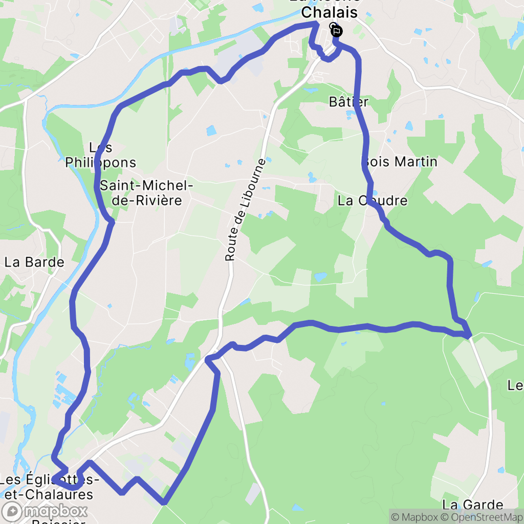 La Roche-Chalais : carte du parcours de randonnée - France