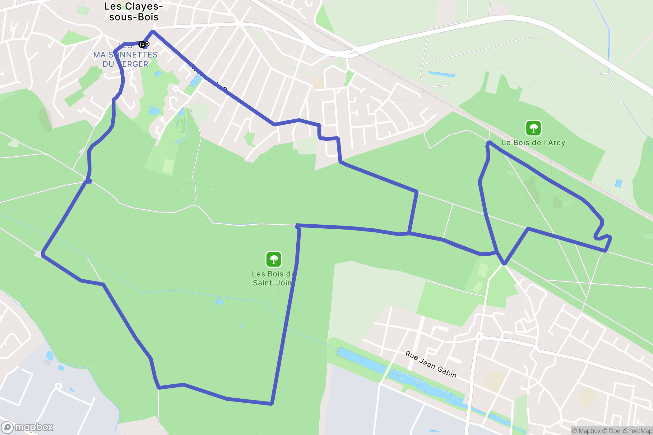 Les Clayes-sous-Bois : carte du parcours de randonnée - France