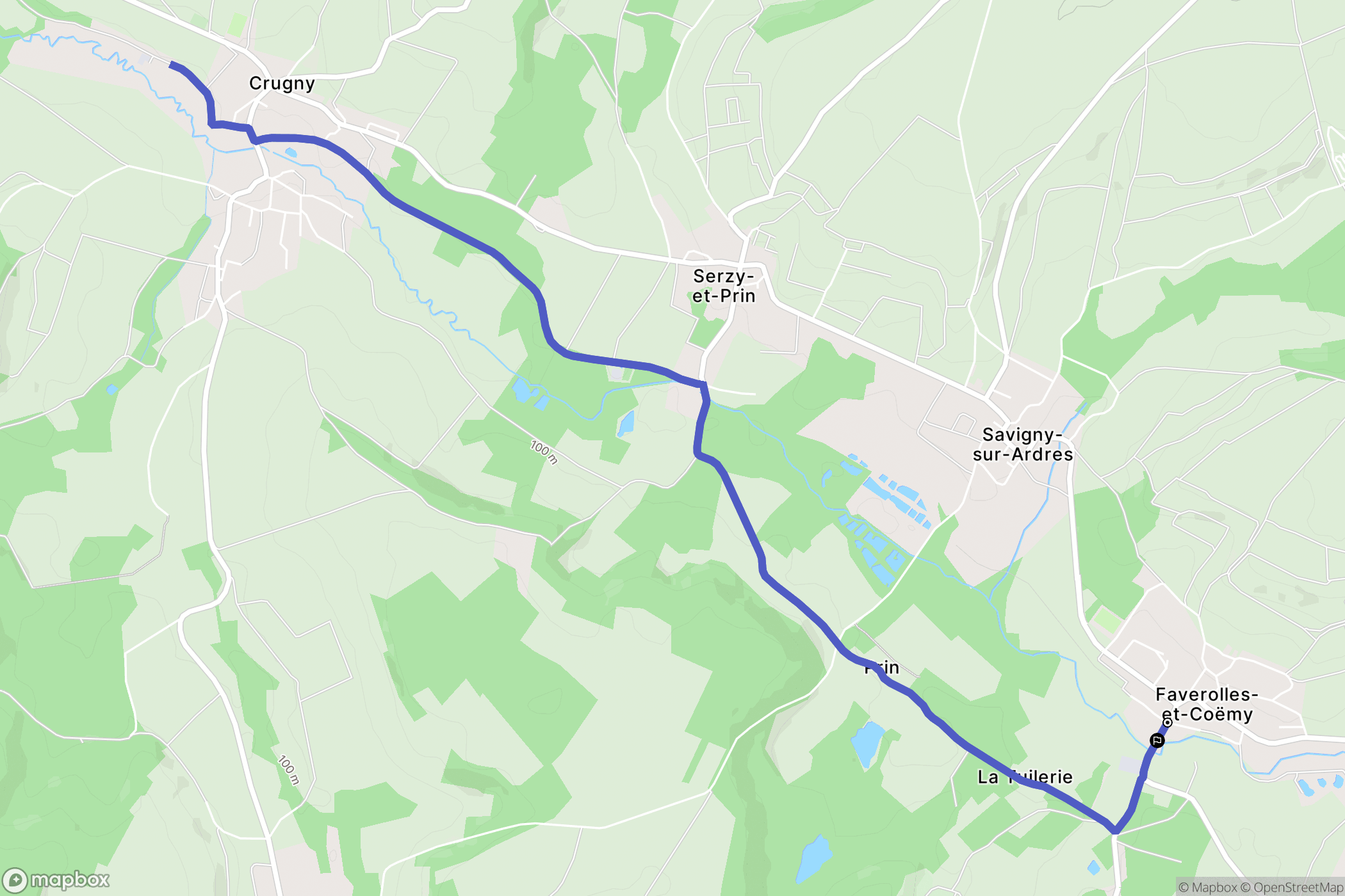 Faverolles-et-Coëmy : carte du parcours de randonnée - France