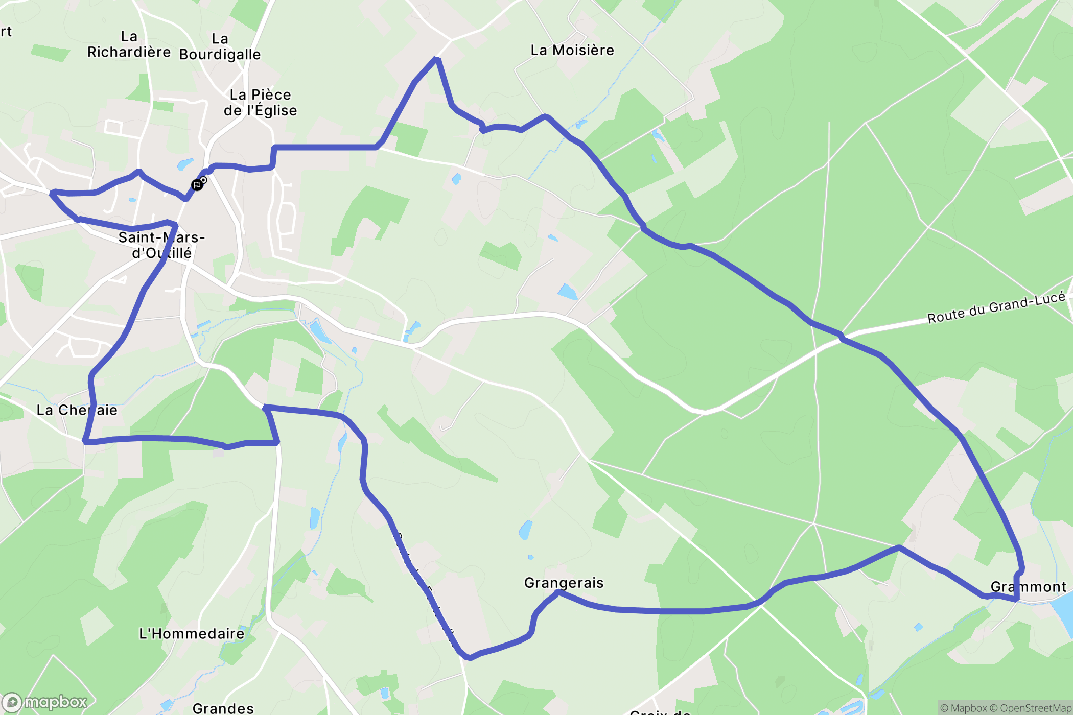 Saint-Mars-d'Outillé : carte du parcours de randonnée - France
