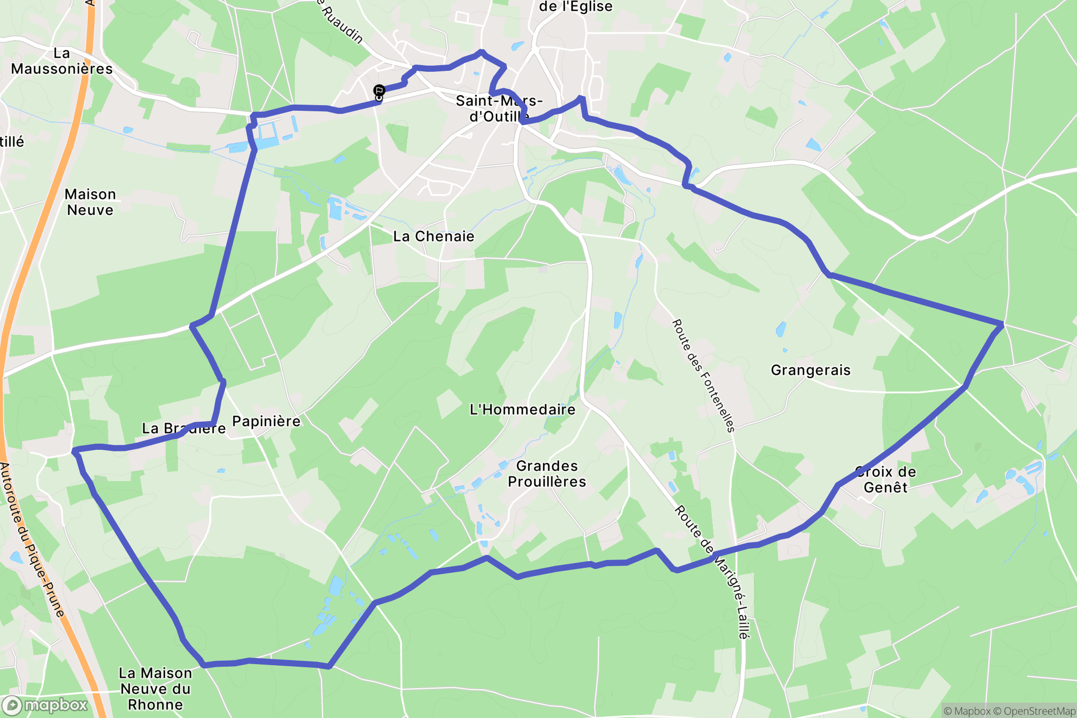 Saint-Mars-d'Outillé : carte du parcours de randonnée - France