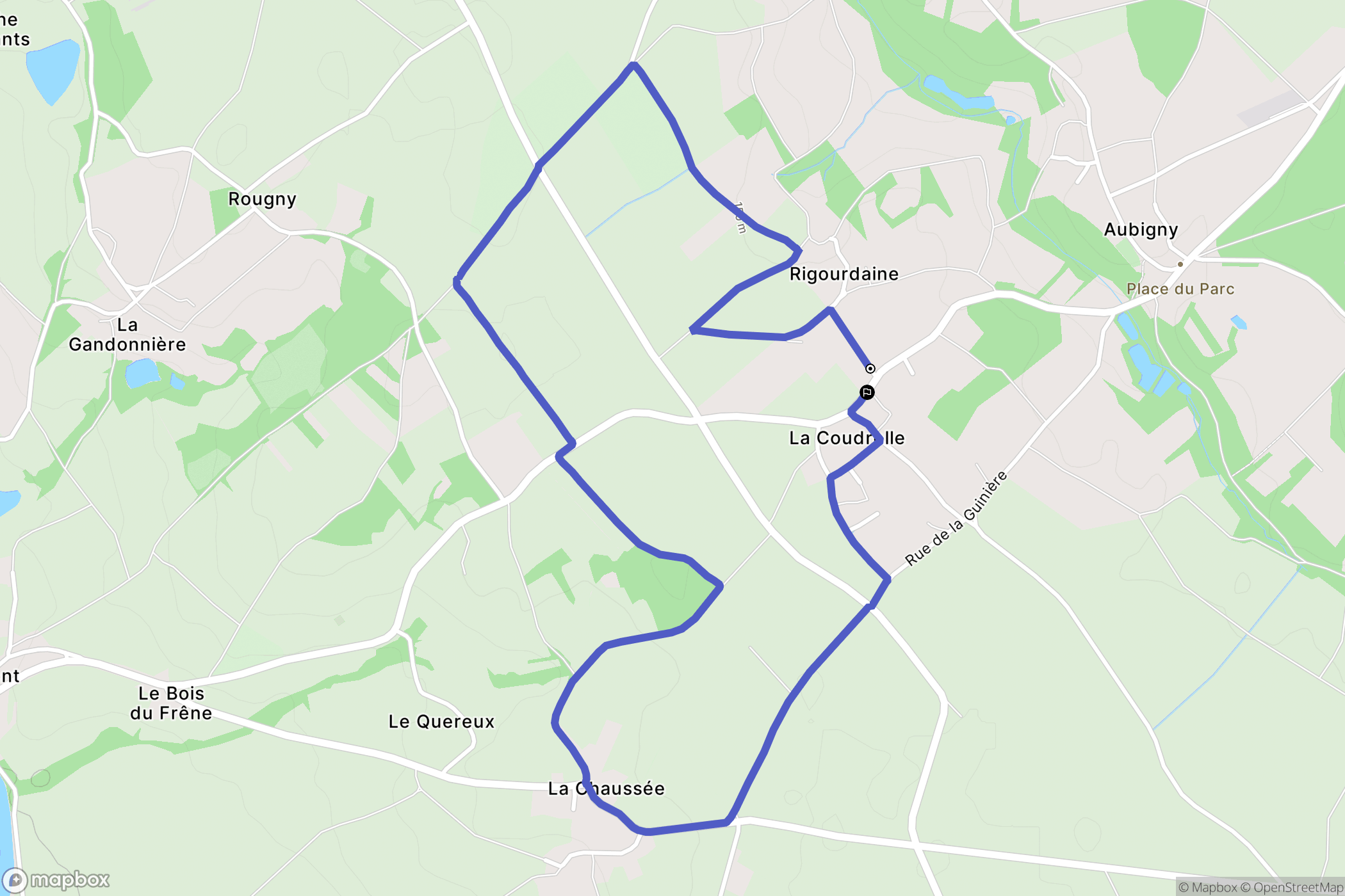 Aubigny : carte du parcours de randonnée - France