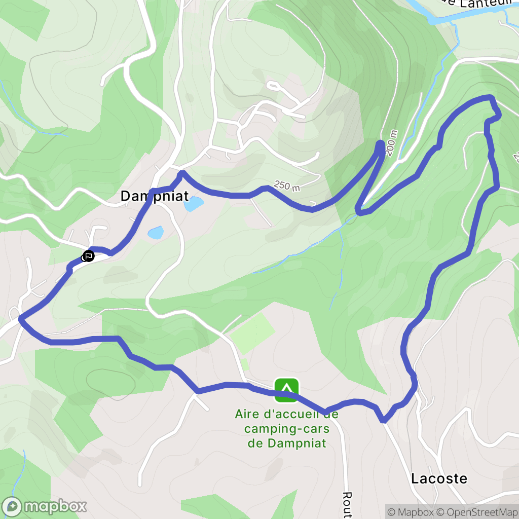 Dampniat : carte du parcours de randonnée - France