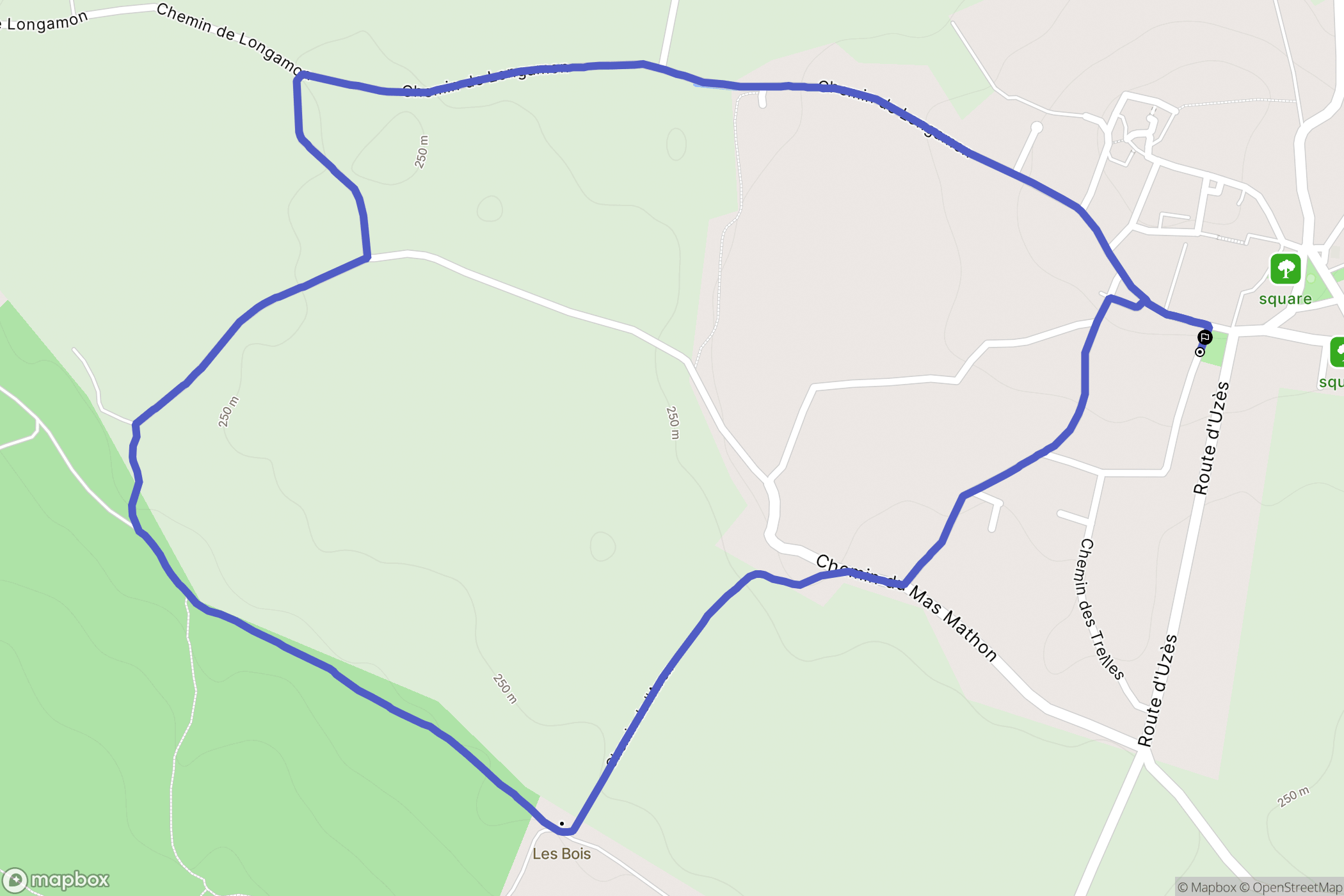 La Bruguière : carte du parcours de randonnée - France
