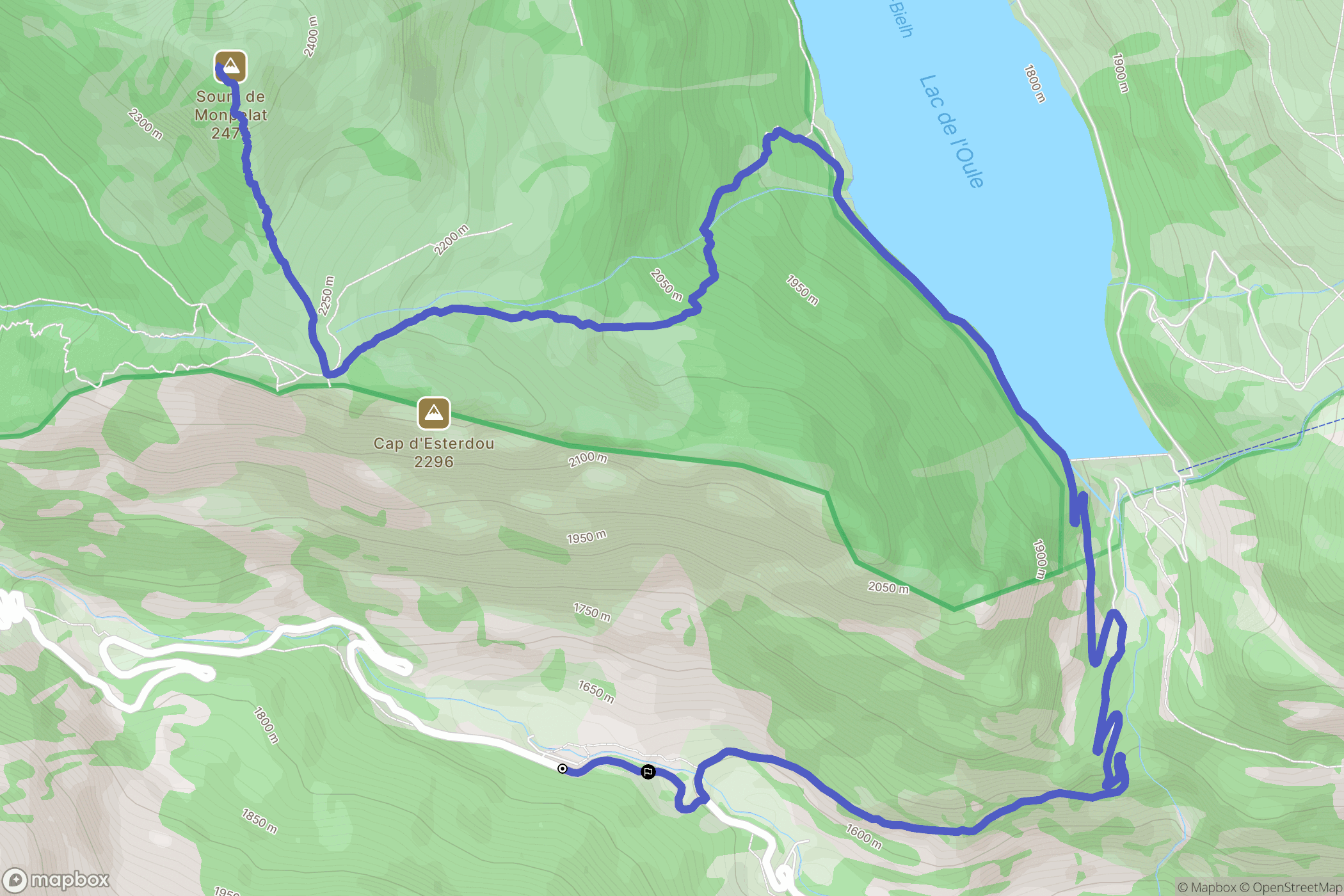 Aragnouet : carte du parcours de randonnée - France
