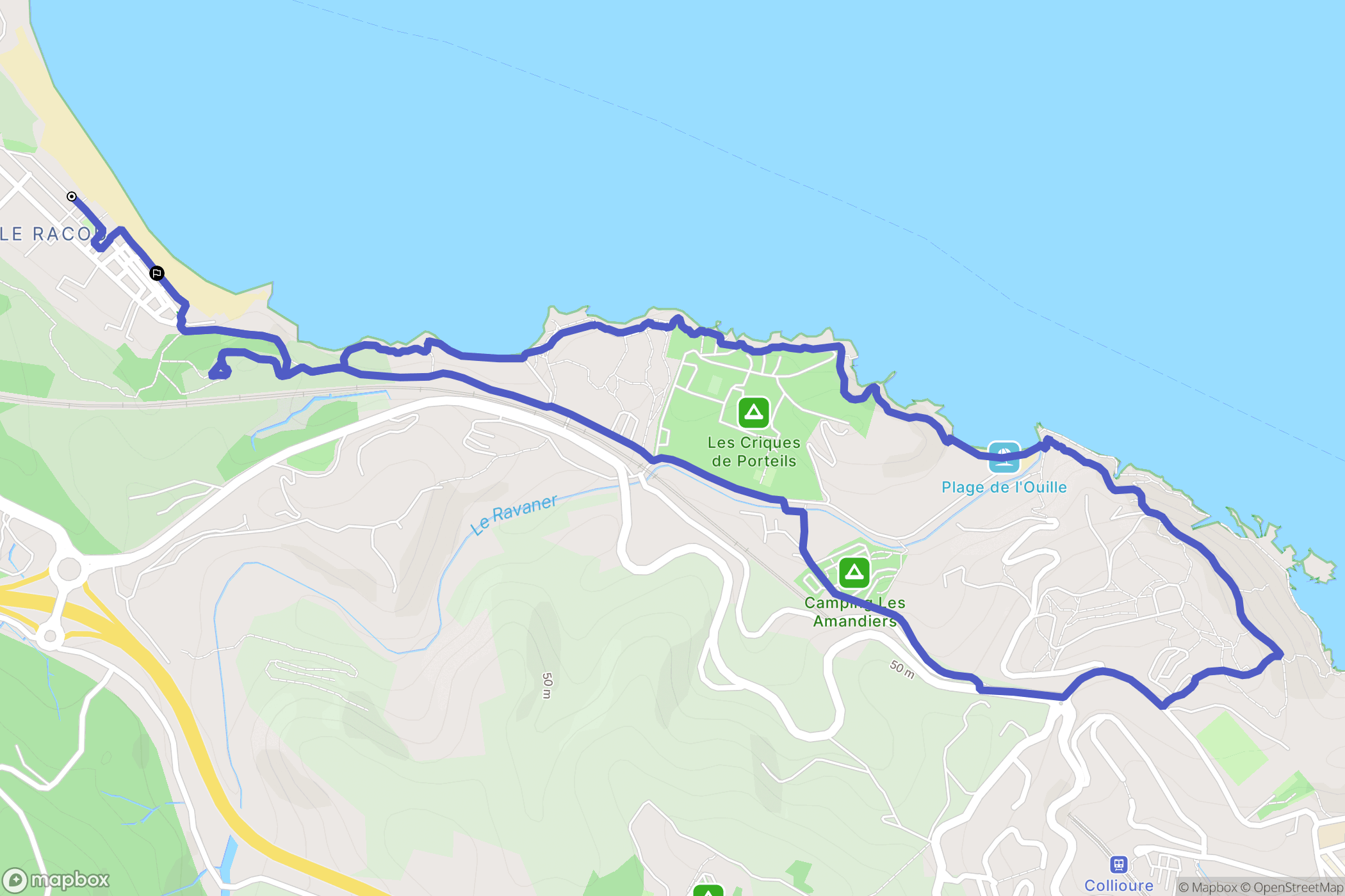 Argelès-sur-Mer : carte du parcours de randonnée - France