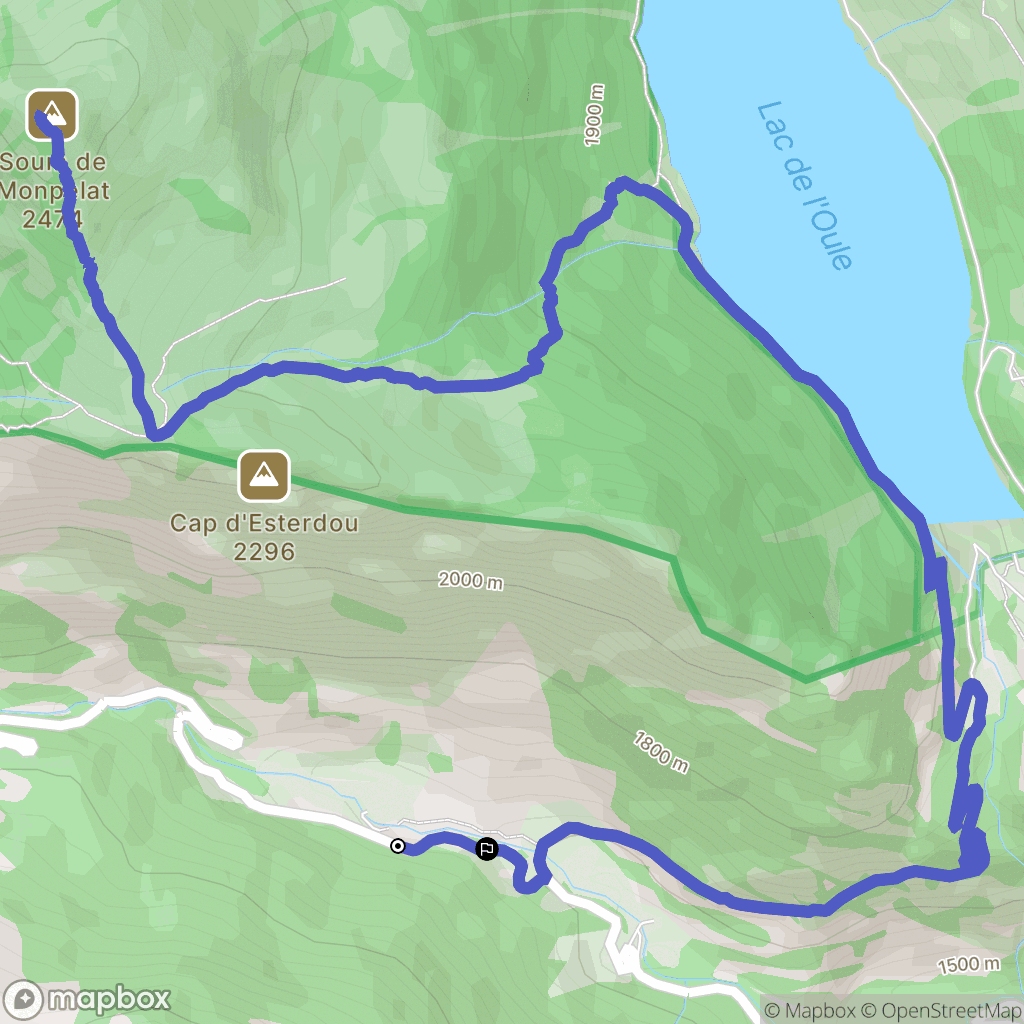 Aragnouet : carte du parcours de randonnée - France