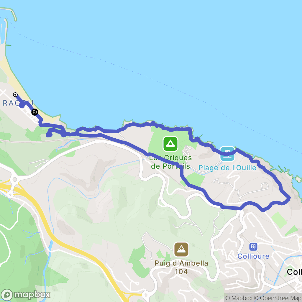 Argelès-sur-Mer : carte du parcours de randonnée - France
