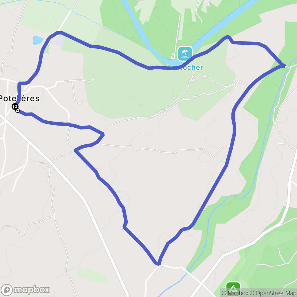 Potelières : carte du parcours de randonnée - France