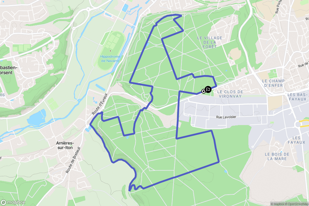 Évreux : carte du parcours de randonnée - France