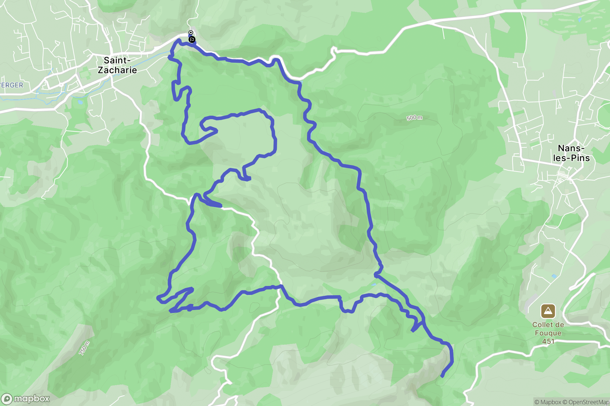 Saint-Zacharie : carte du parcours de randonnée - France