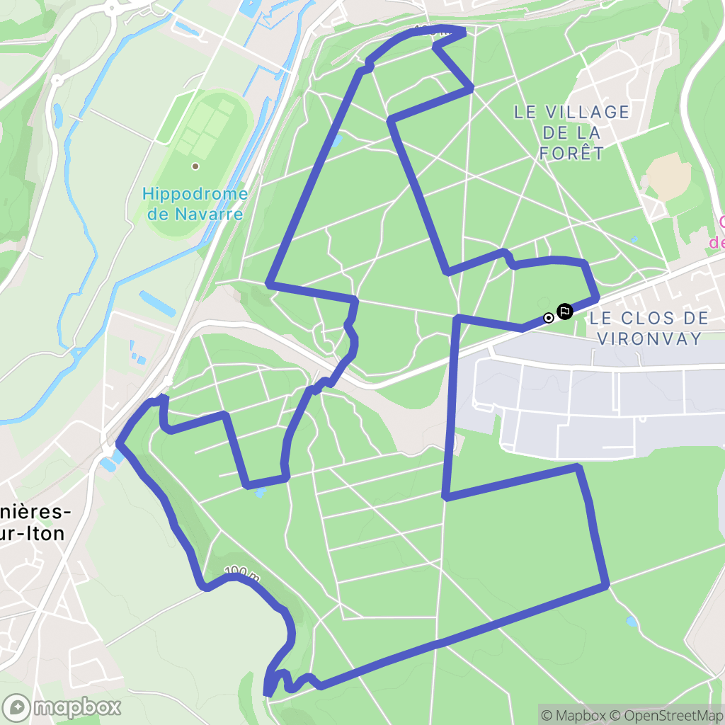 Évreux : carte du parcours de randonnée - France