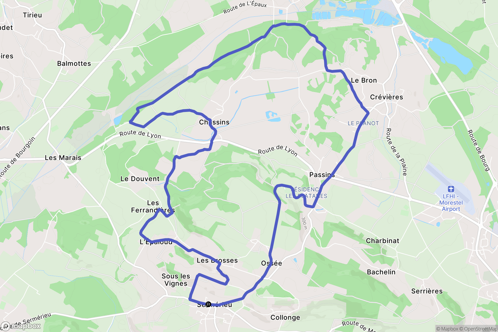 Sermérieu : carte du parcours de randonnée - France
