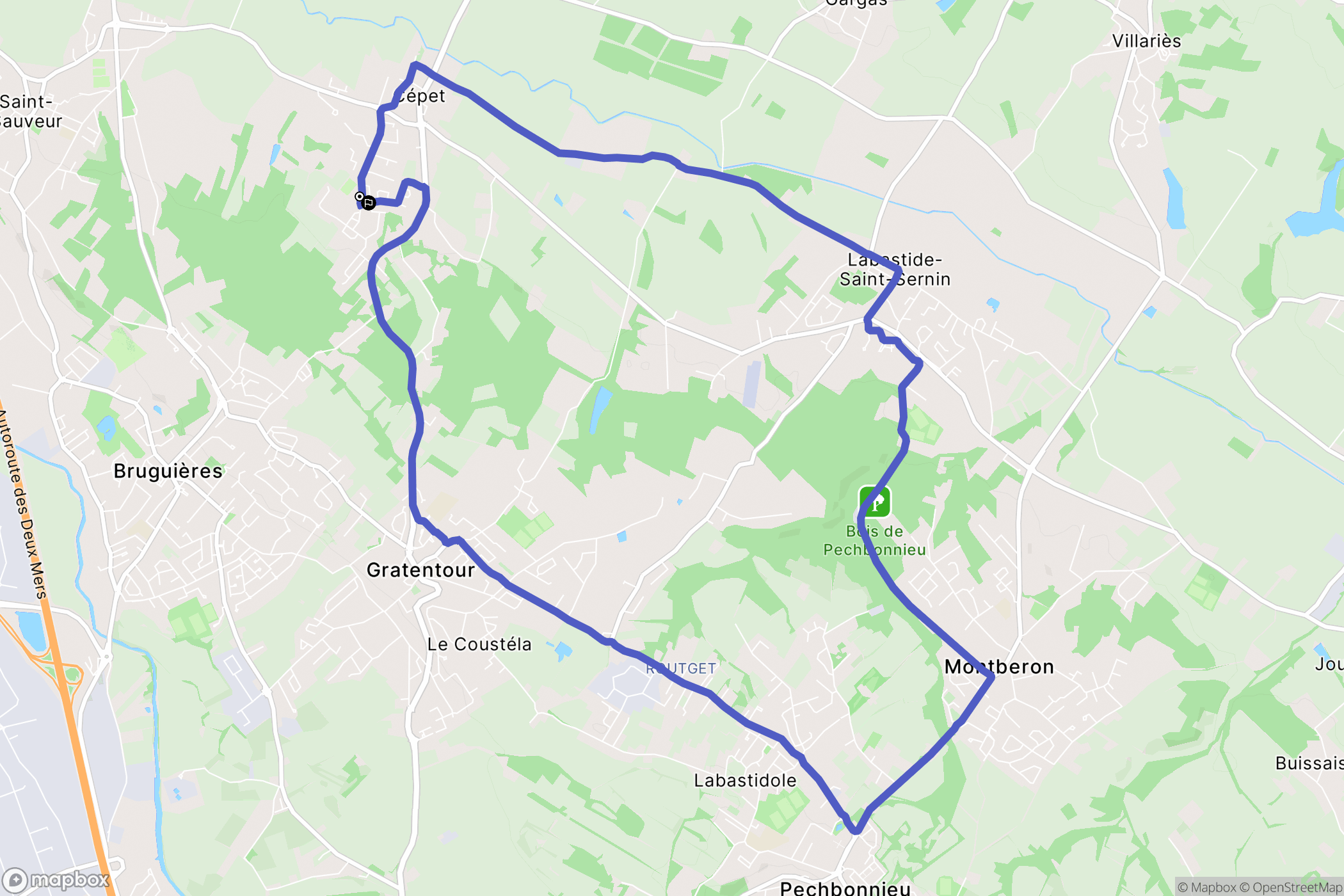 Cepet : carte du parcours de randonnée - France