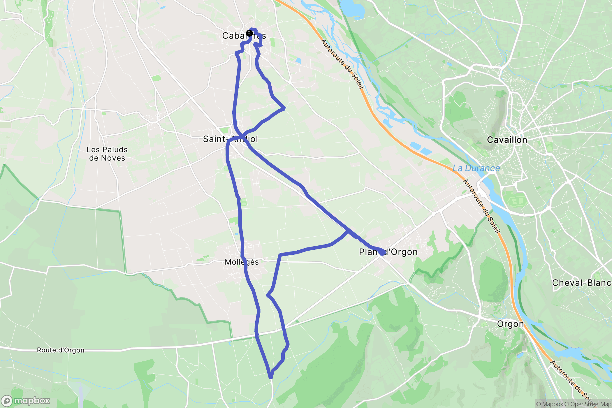 Cabannes : carte du parcours de randonnée - France