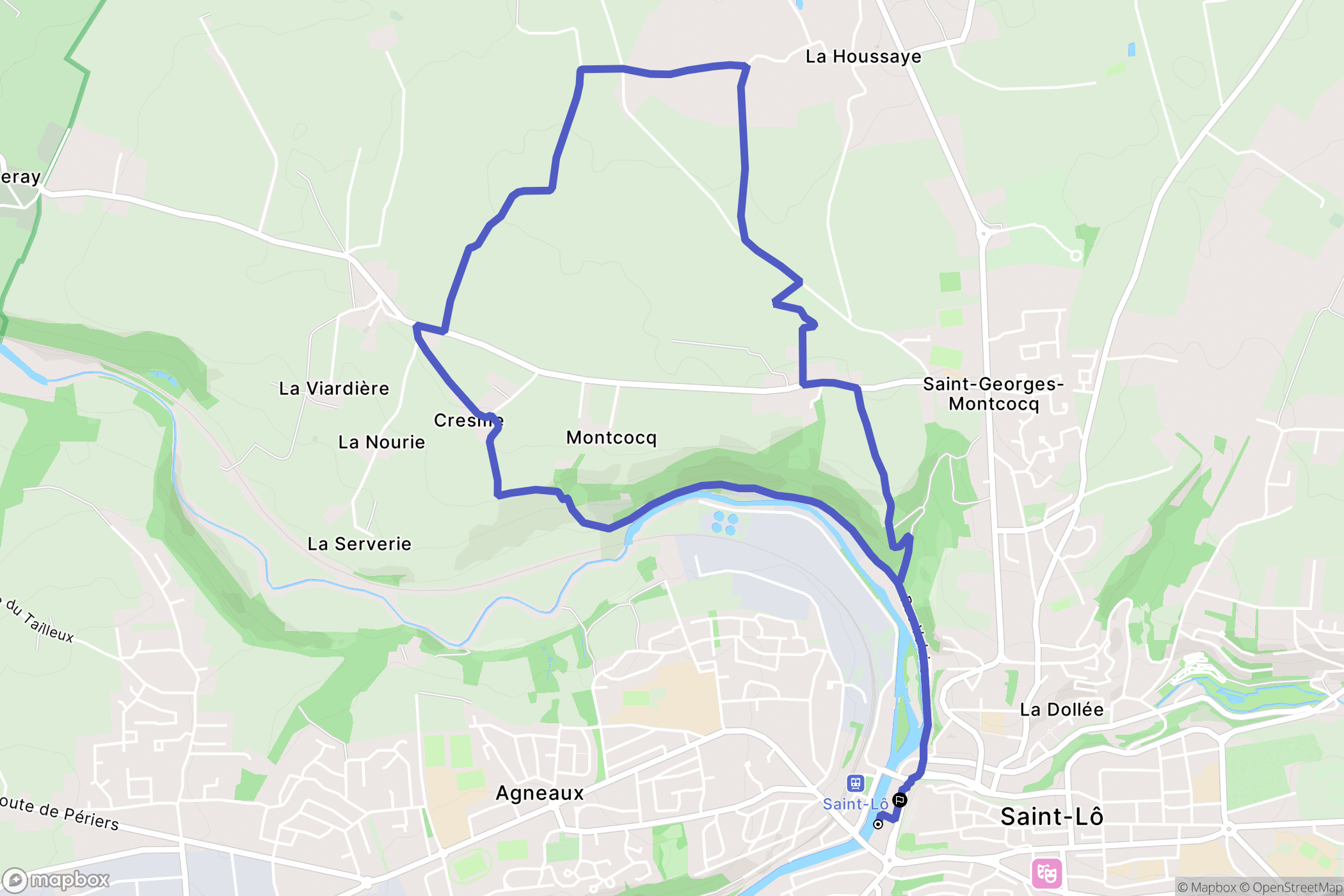 Saint-Lô : carte du parcours de randonnée - France