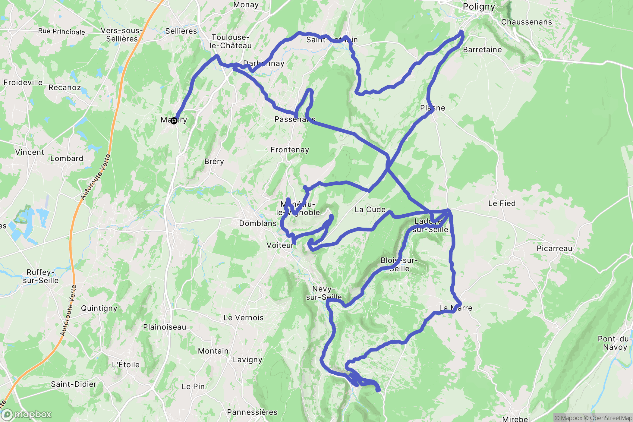 Mantry : carte du parcours de randonnée - France