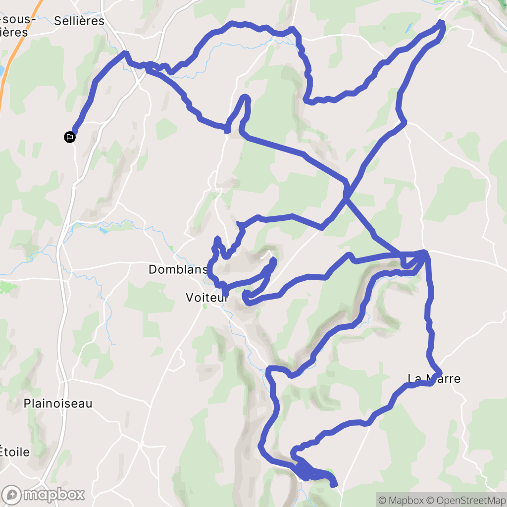 Mantry : carte du parcours de randonnée - France