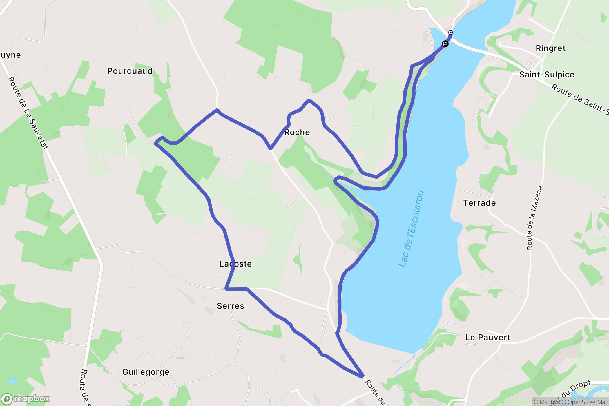 Soumensac : carte du parcours de randonnée - France