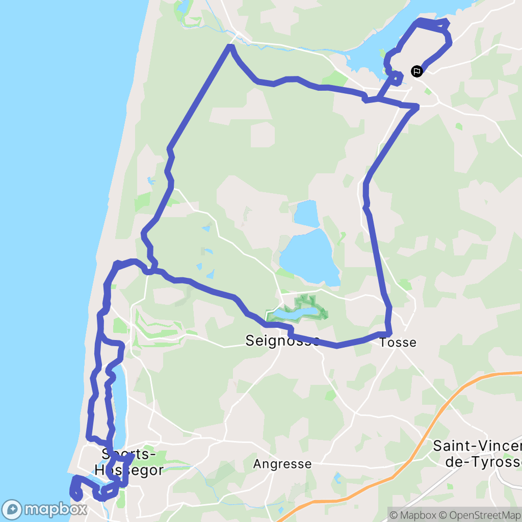 Soustons : carte du parcours de randonnée - France