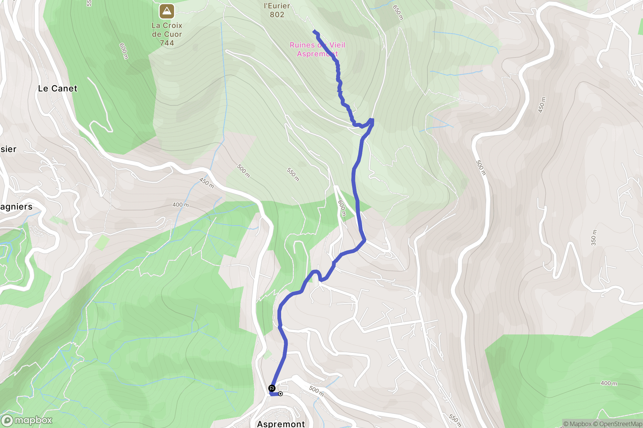 Aspremont : carte du parcours de randonnée - France