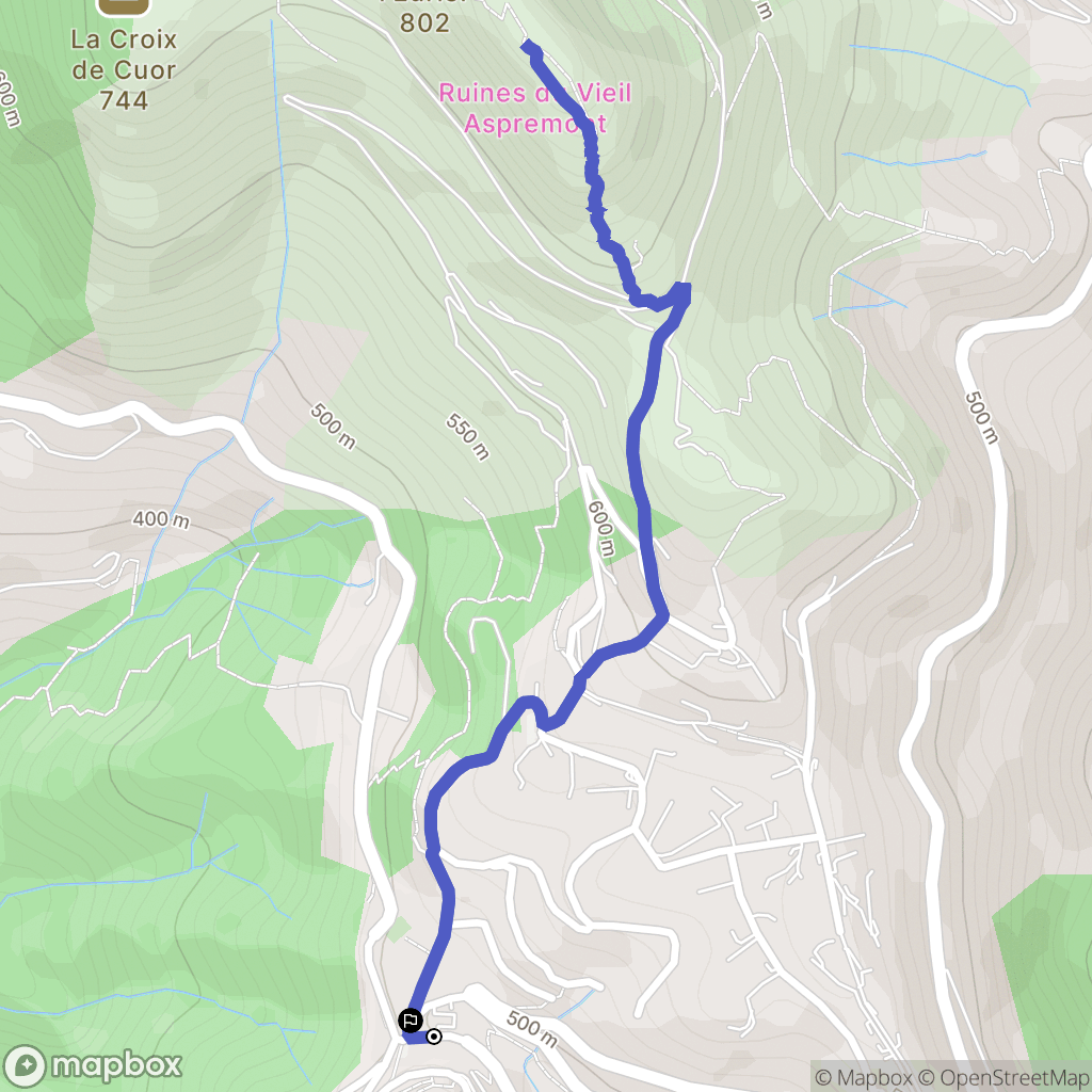Aspremont : carte du parcours de randonnée - France