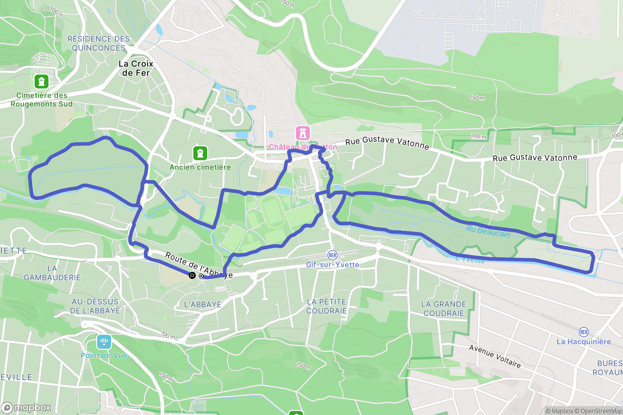 Gif-sur-Yvette : carte du parcours de randonnée - France
