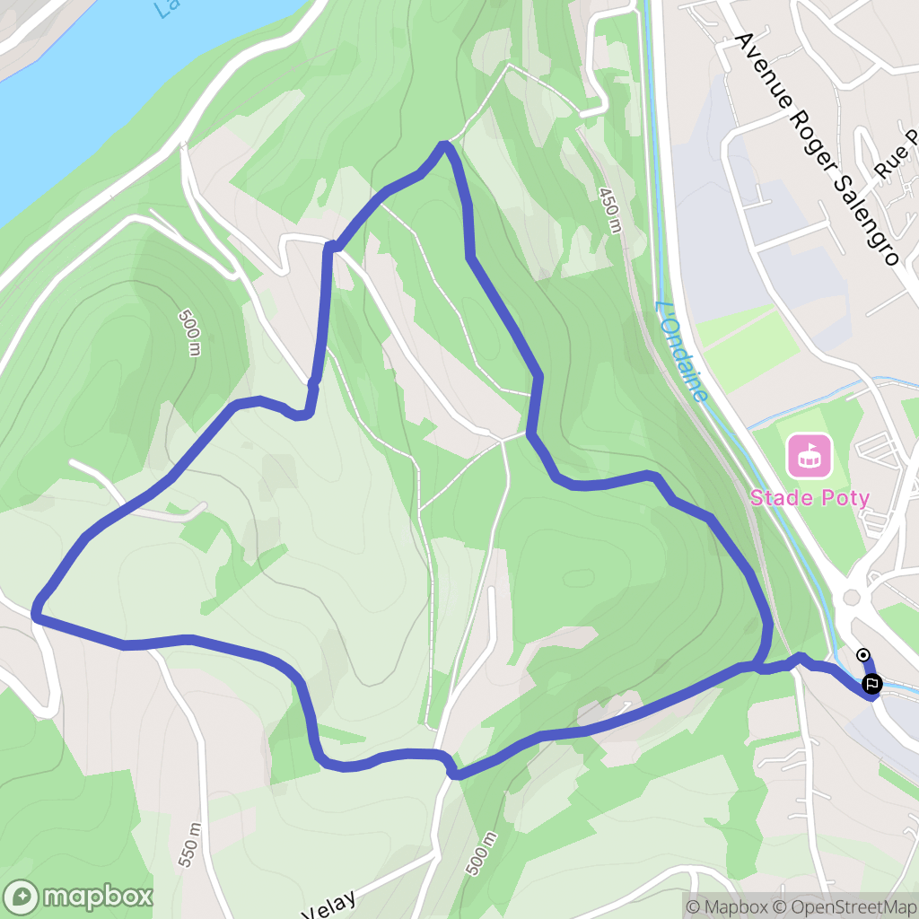 Unieux : carte du parcours de randonnée - France