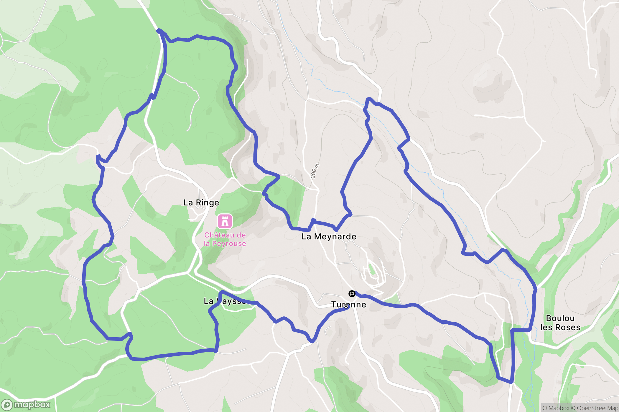Turenne : carte du parcours de randonnée - France