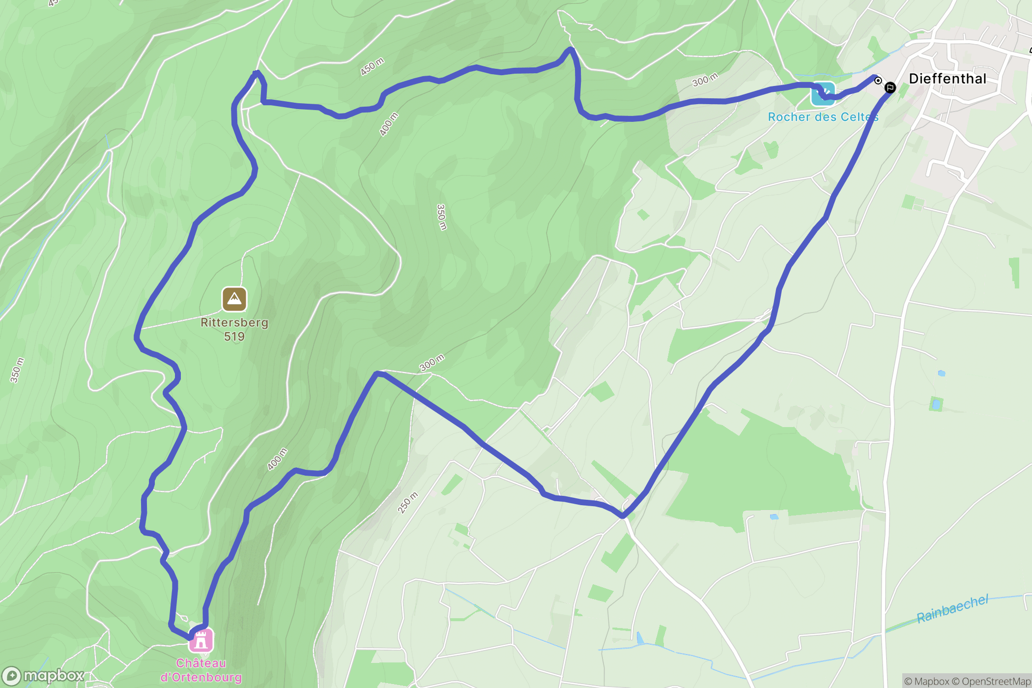 Dieffenthal : carte du parcours de randonnée - France