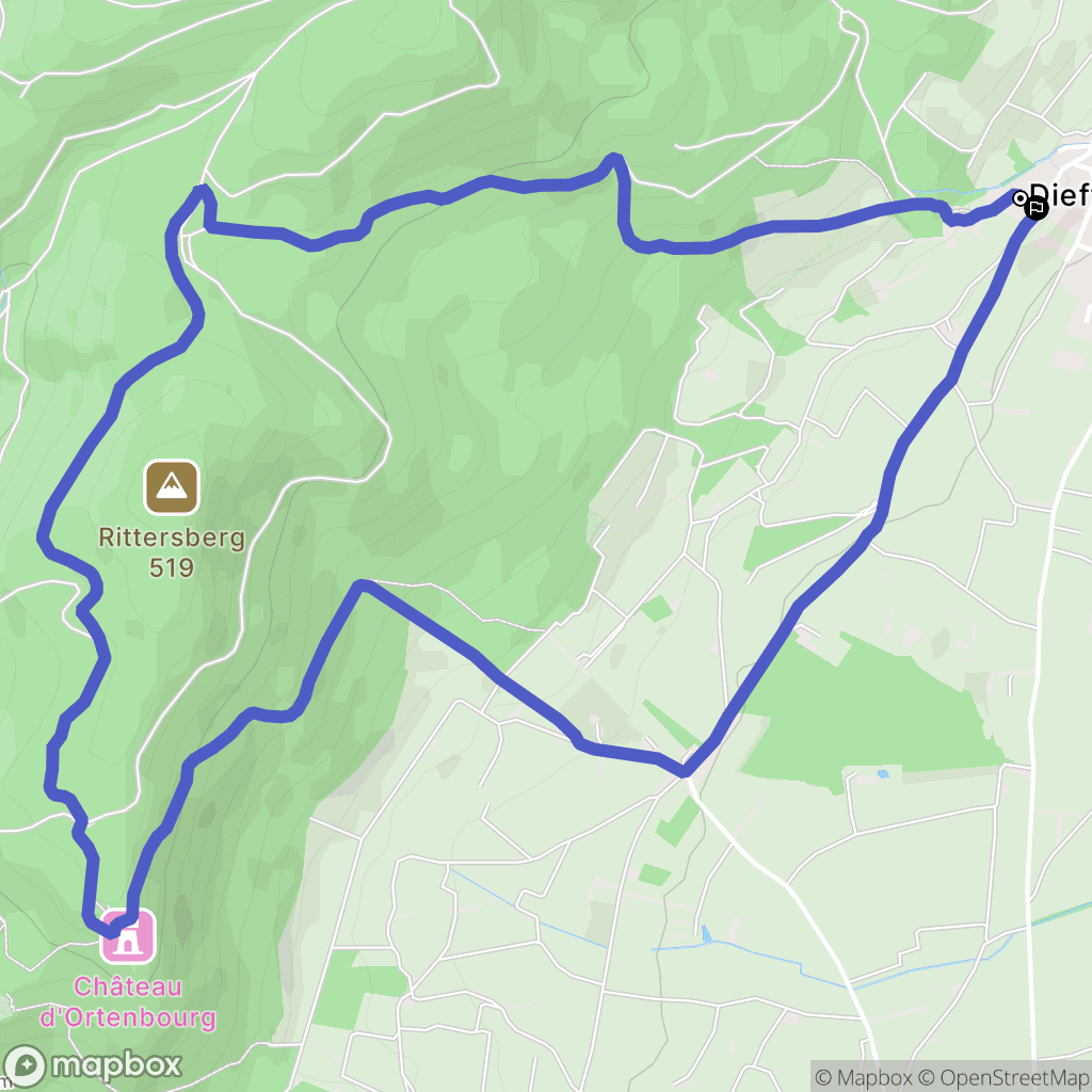 Dieffenthal : carte du parcours de randonnée - France