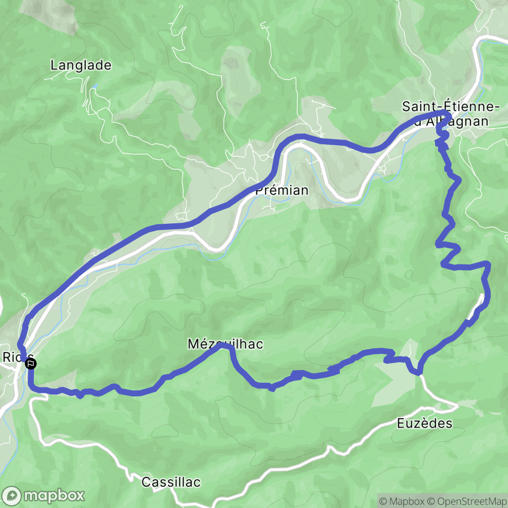 Riols : carte du parcours de randonnée - France