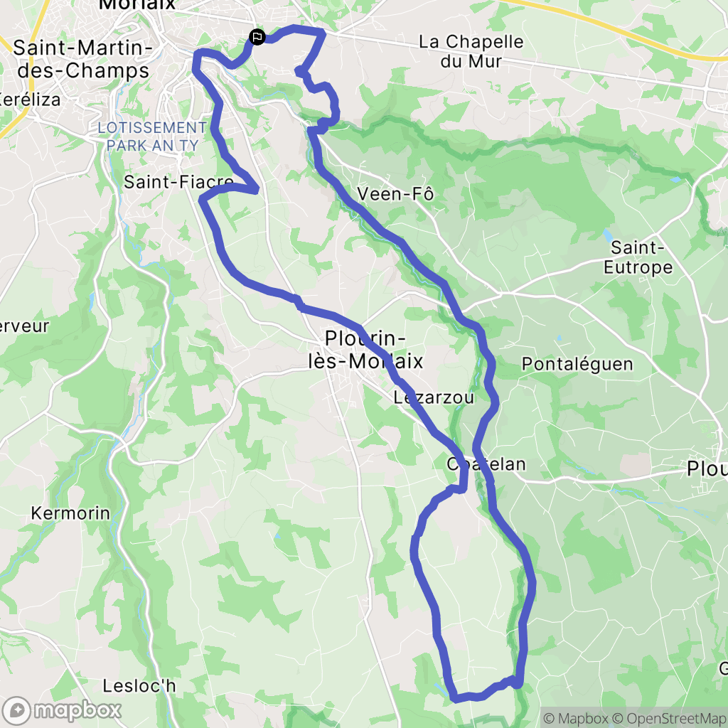 Morlaix : carte du parcours de randonnée - France
