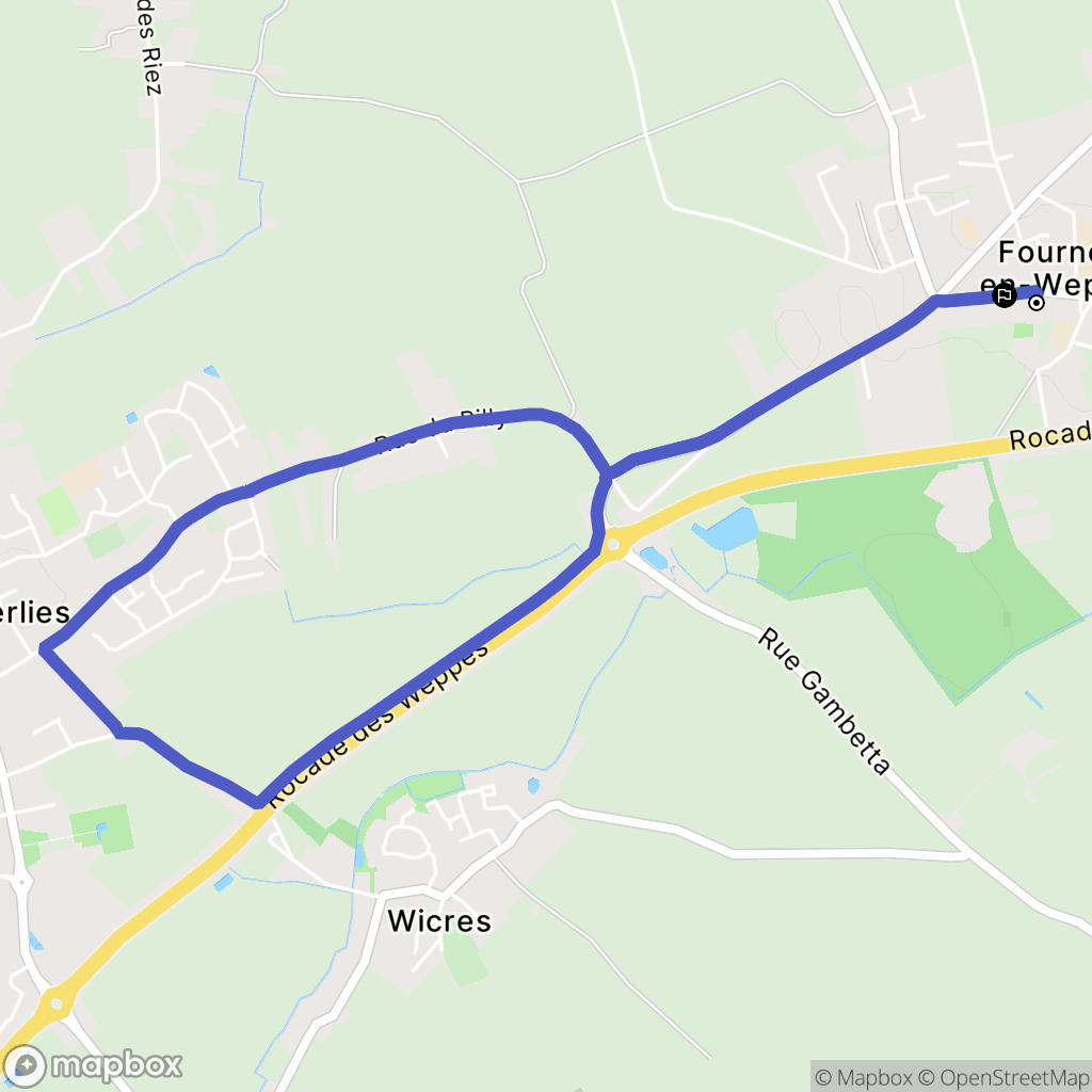 Fournes-en-Weppes : carte du parcours de randonnée - France