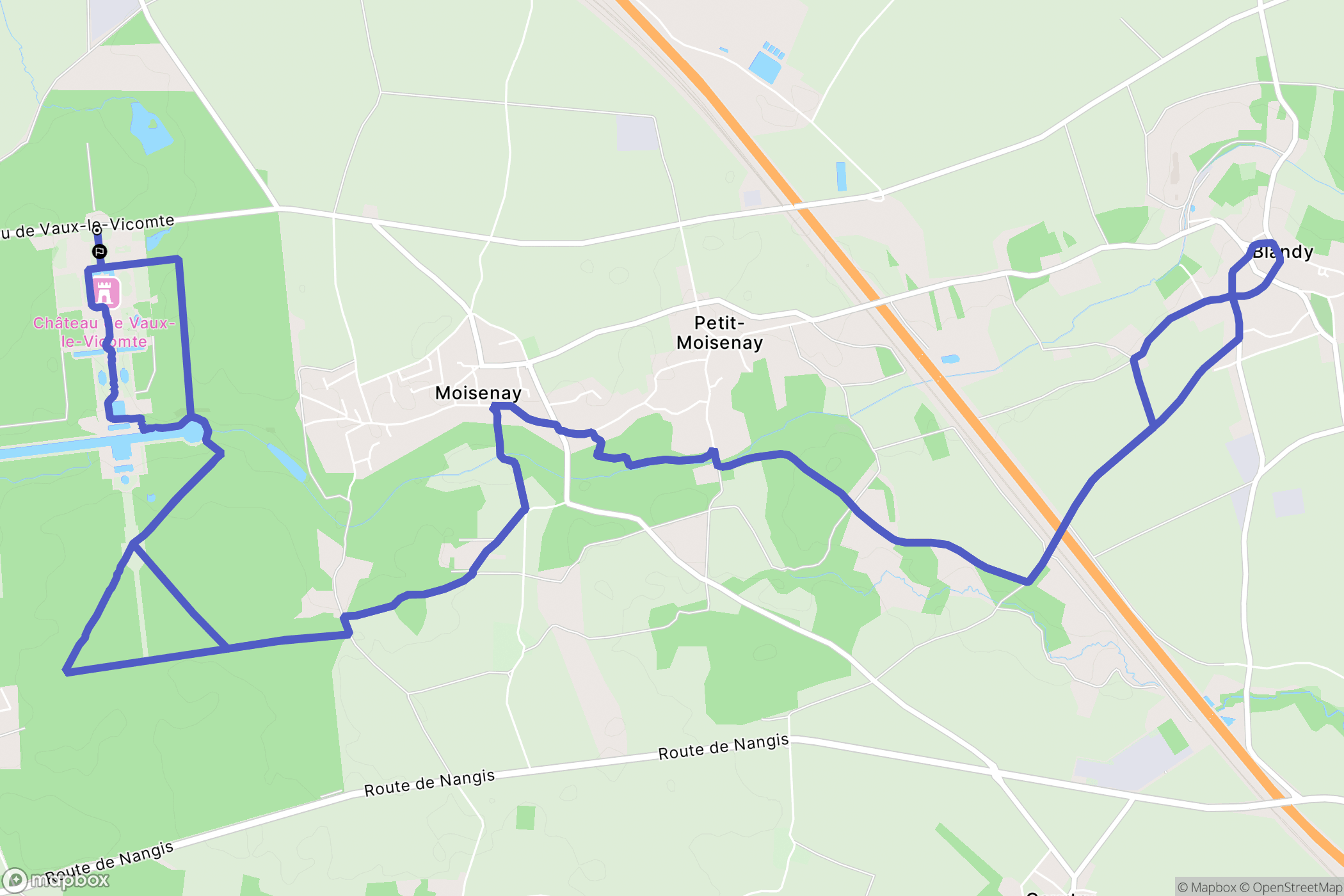 Maincy : carte du parcours de randonnée - France