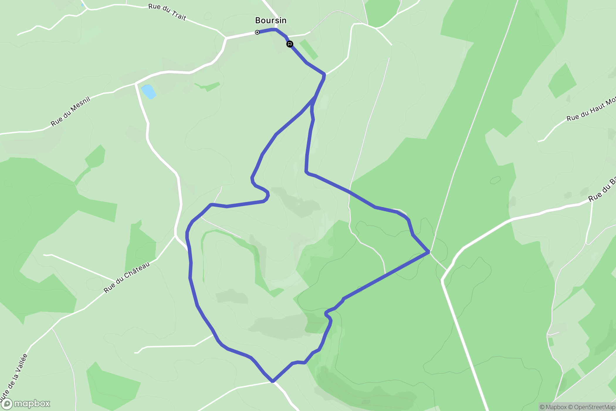 Boursin : carte du parcours de randonnée - France
