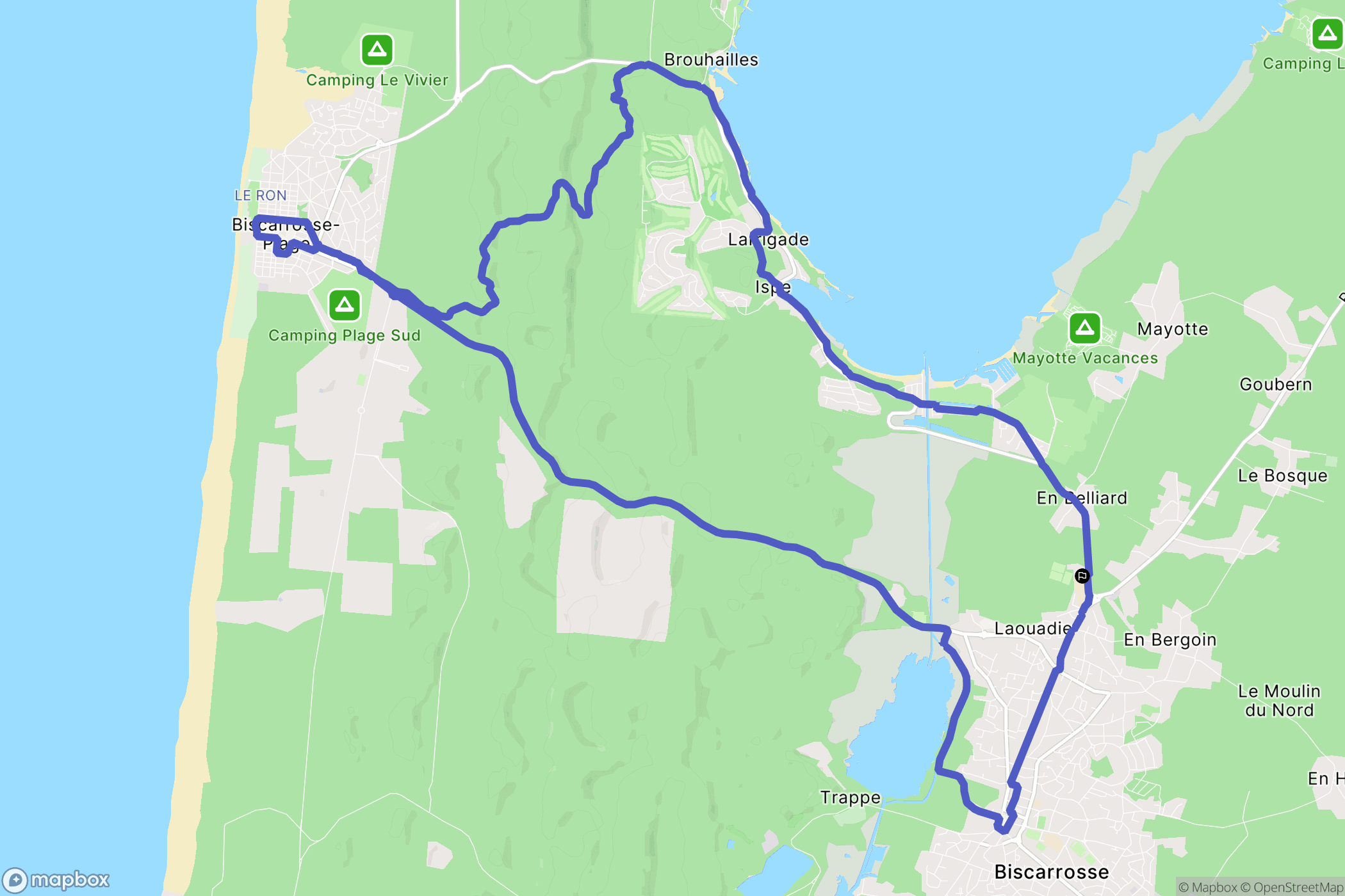 Biscarrosse : carte du parcours de randonnée - France