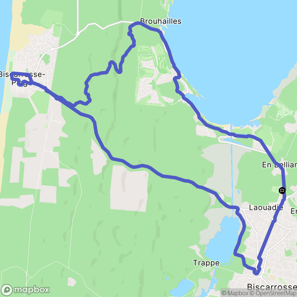 Biscarrosse : carte du parcours de randonnée - France