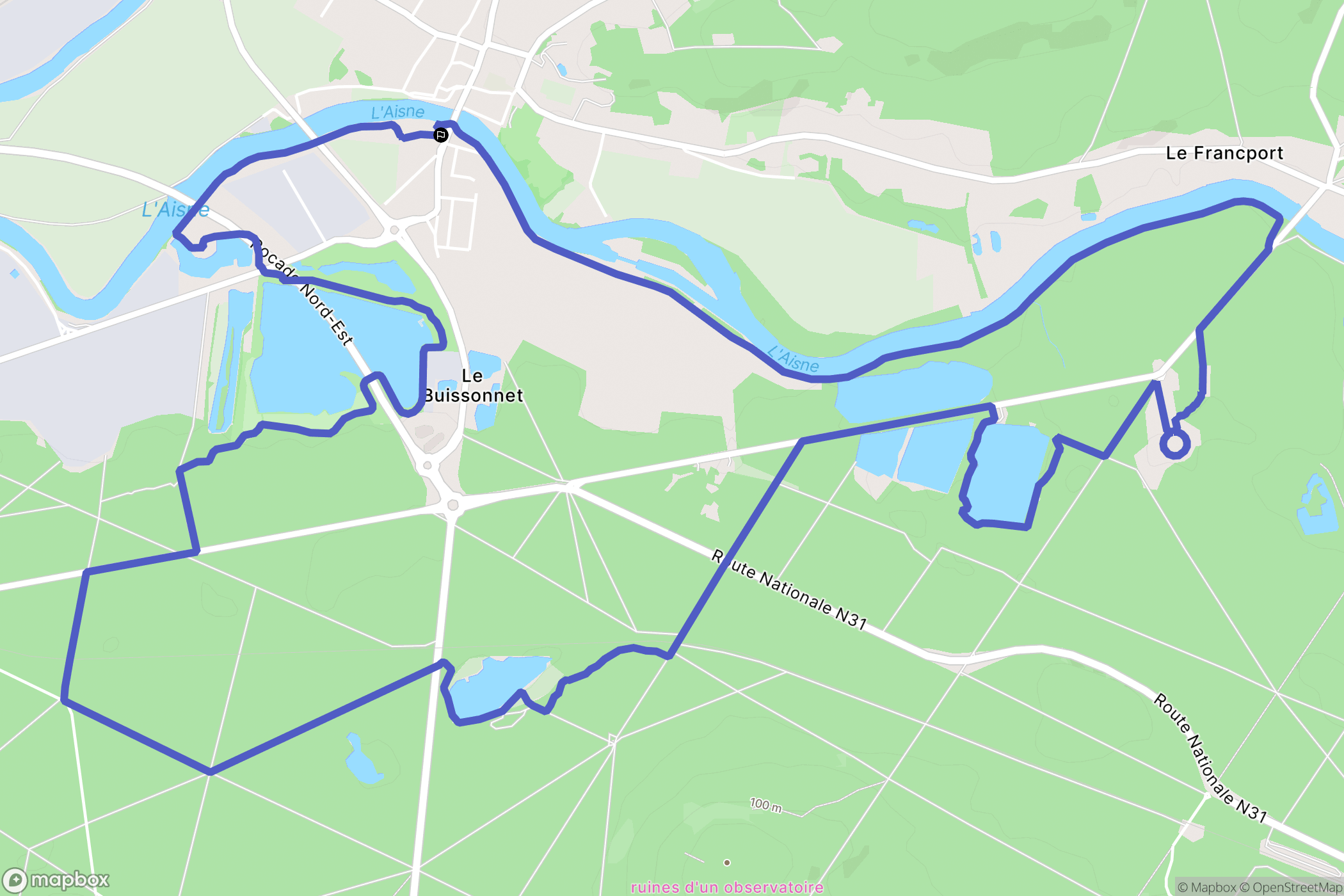 Choisy-au-Bac : carte du parcours de randonnée - France