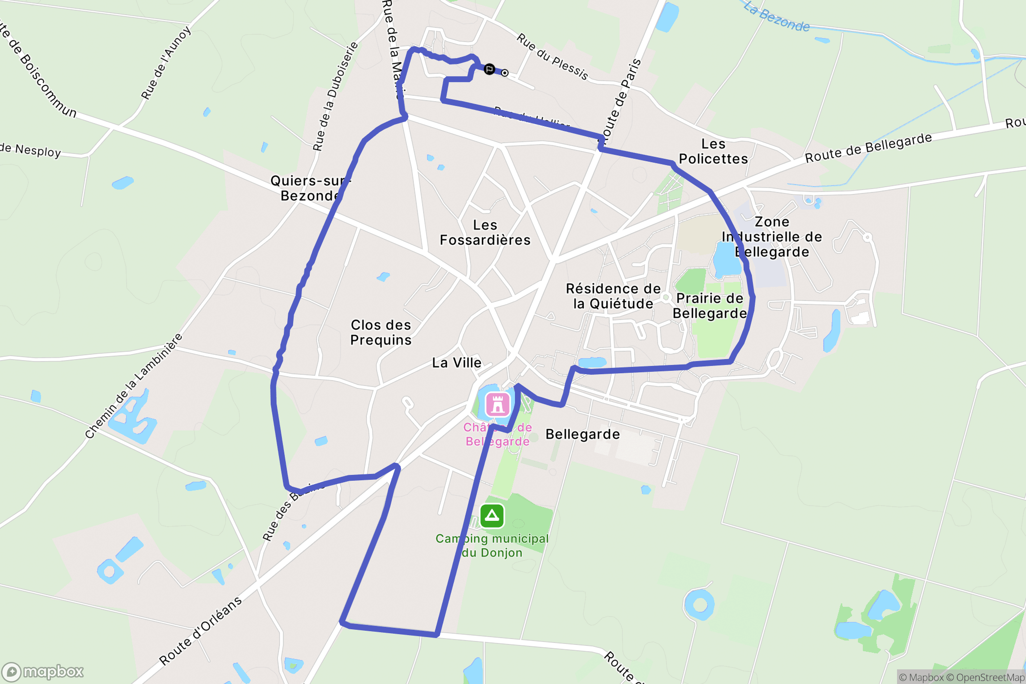 Quiers-sur-Bezonde : carte du parcours de randonnée - France