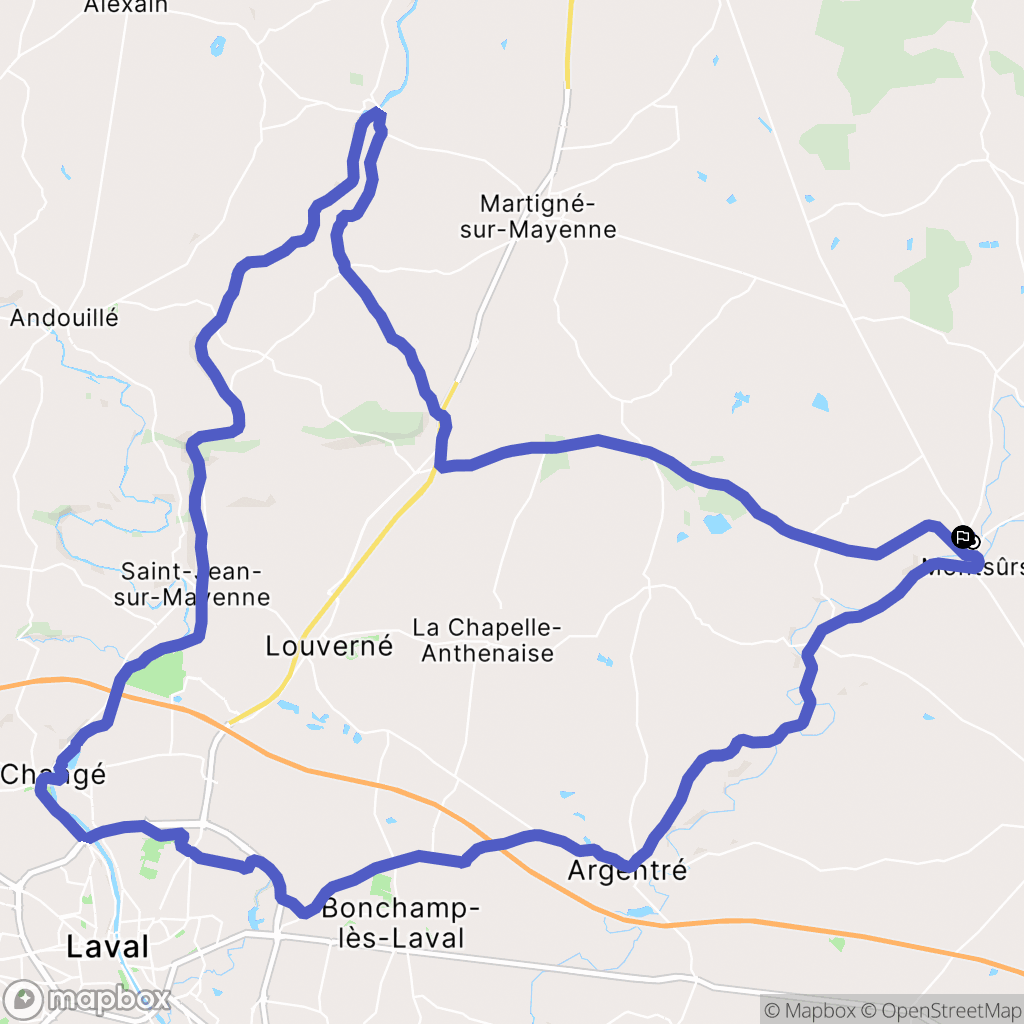 Montsûrs : carte du parcours de randonnée - France